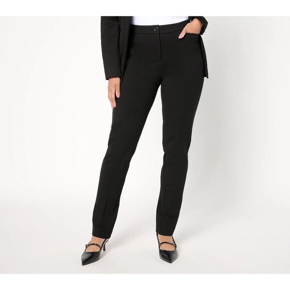 Tailored by Susan Graver Regular Smart Ponte Slim Leg Trouser Size XL Black Work - Picture 1 of 7